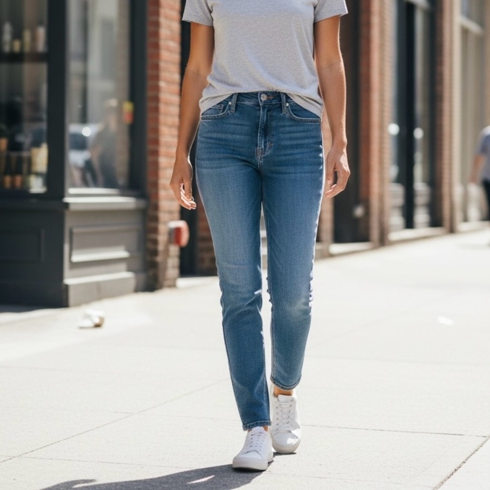 Hollister Slim Straight Leg Jeans Sz 26 High Rise Blue